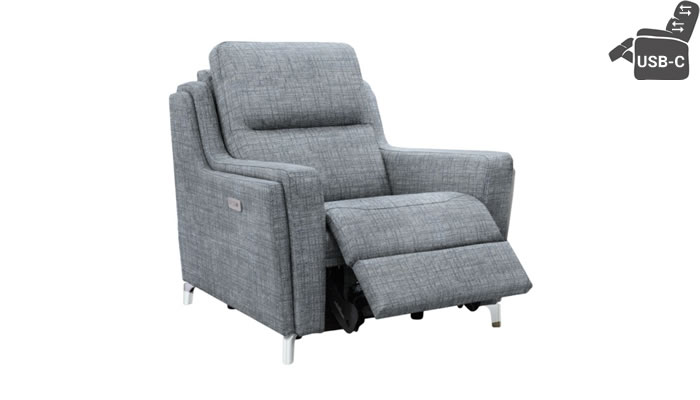 Parker Knoll Portland Recliner Dash Blue Brushed Steel Leg